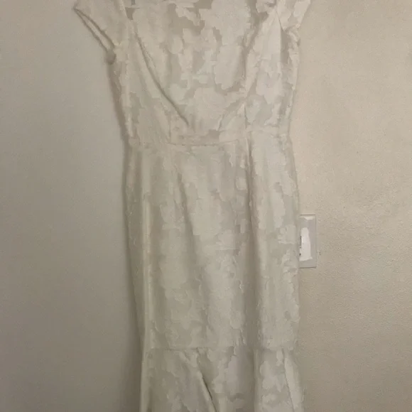 Maggy London White Lace Fit-and-Flare Midi Dress - Picture 8 of 15